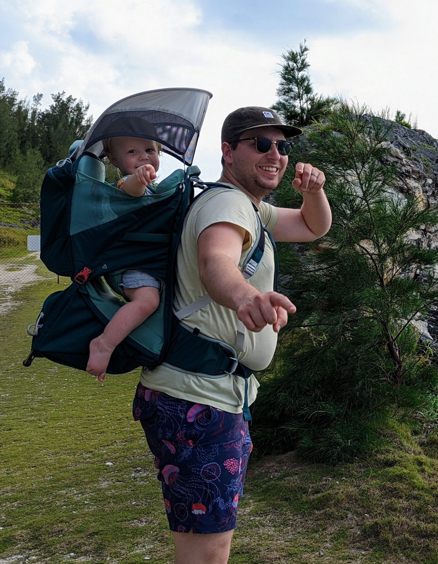 Hiking with a baby backpack in Bermuda